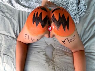 The local slut gets fucked by the whole town on Halloween 🎃