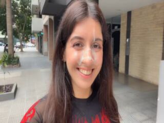 She Loves to Walk with Sperm on Public So Much that She Asks to Cum on Her Face on First Date
