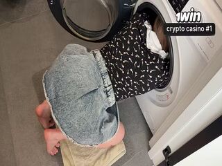 IMAGINE, I'M STUCK IN THE WASHING MACHINE! I fucked my stepsister in the washing machine